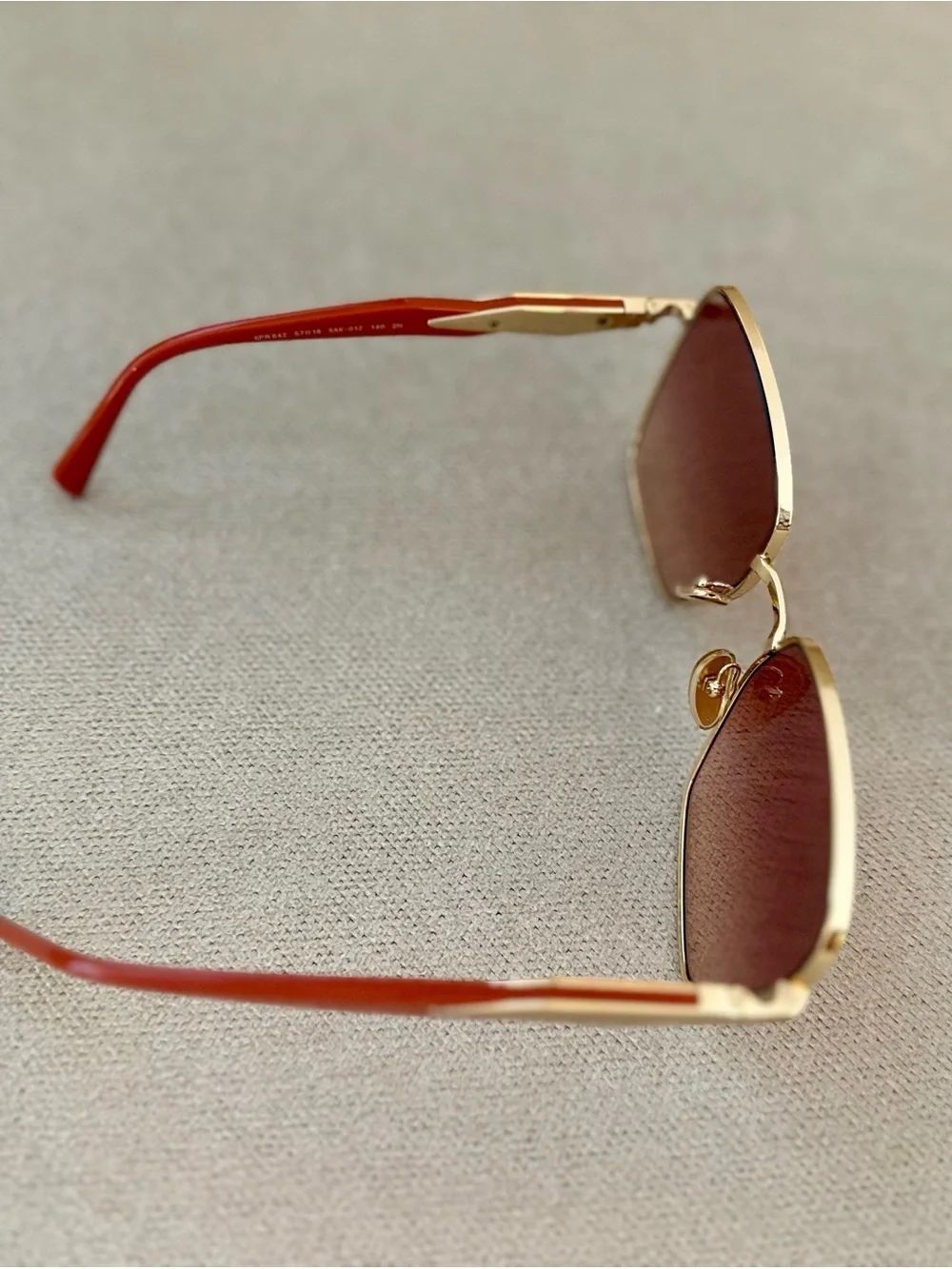 Prada Gold Frame Sunglasses with Pink Gradient Lenses and Pink Temples